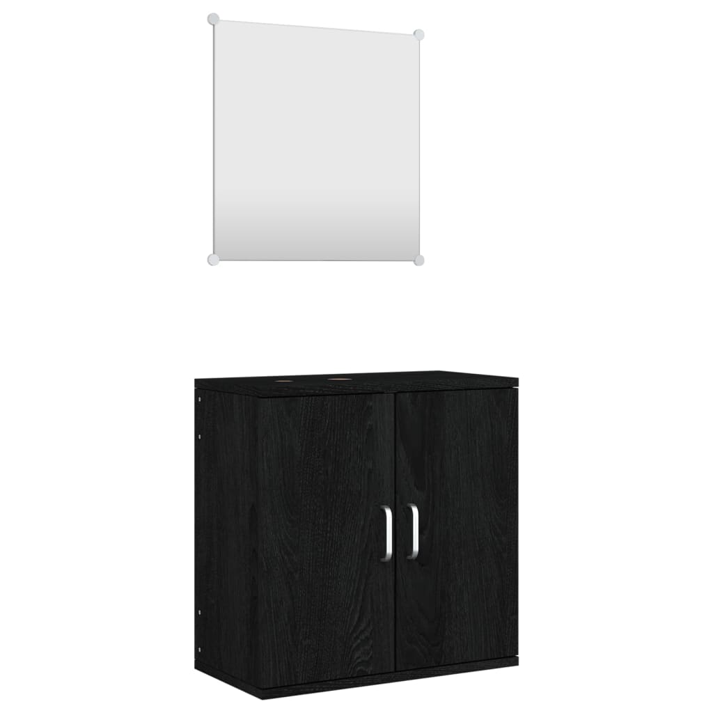 NNEVL 2 Piece Bathroom Furniture Set Black Engineered Wood-1