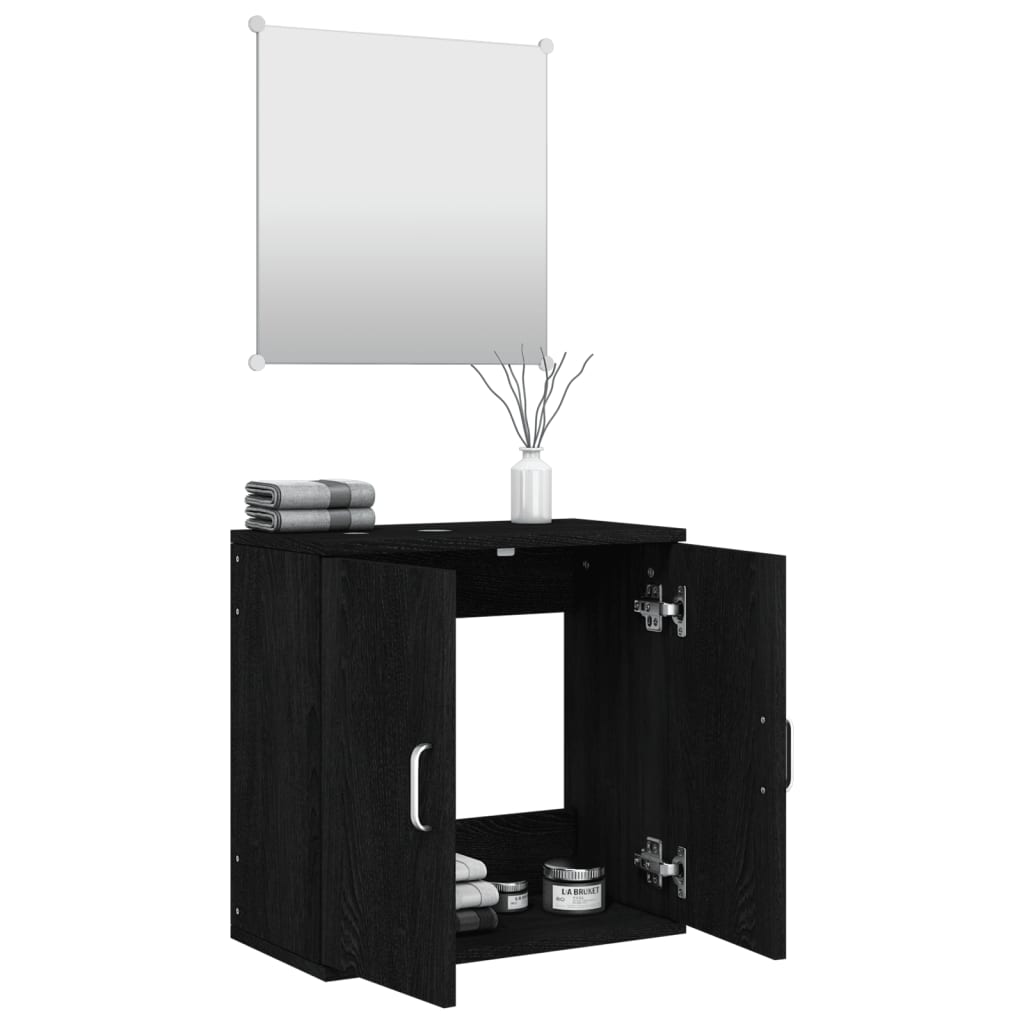 NNEVL 2 Piece Bathroom Furniture Set Black Engineered Wood-2