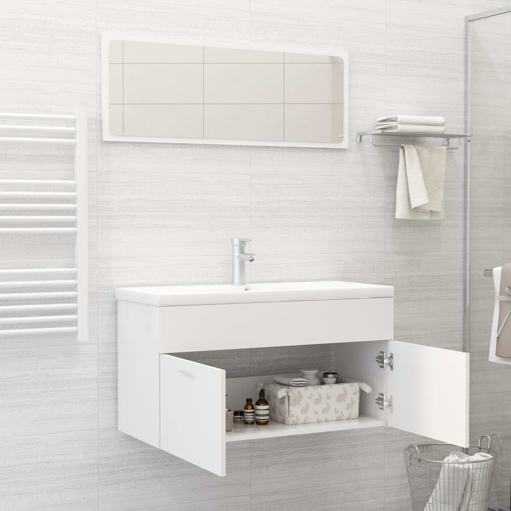 NNEVL 2 Piece Bathroom Furniture Set White Chipboard-2