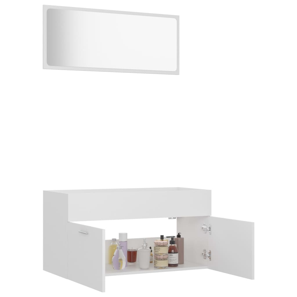 NNEVL 2 Piece Bathroom Furniture Set White Chipboard-3