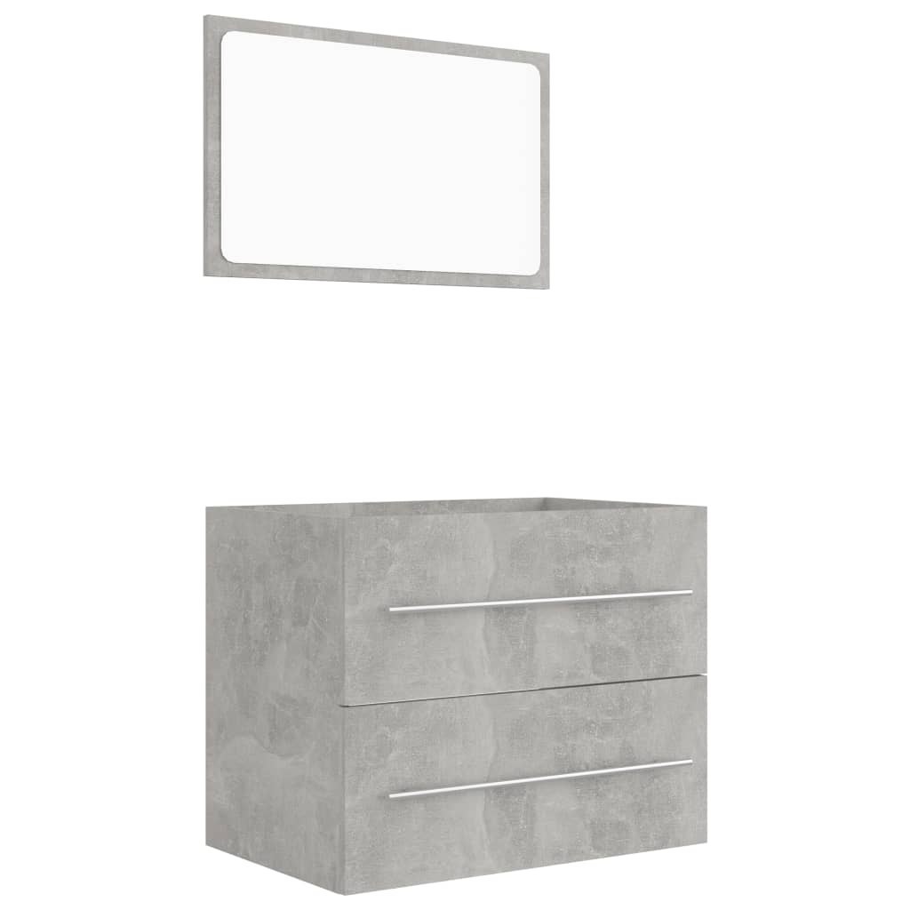 NNEVL 2 Piece Bathroom Furniture Set Concrete Grey Chipboard-1