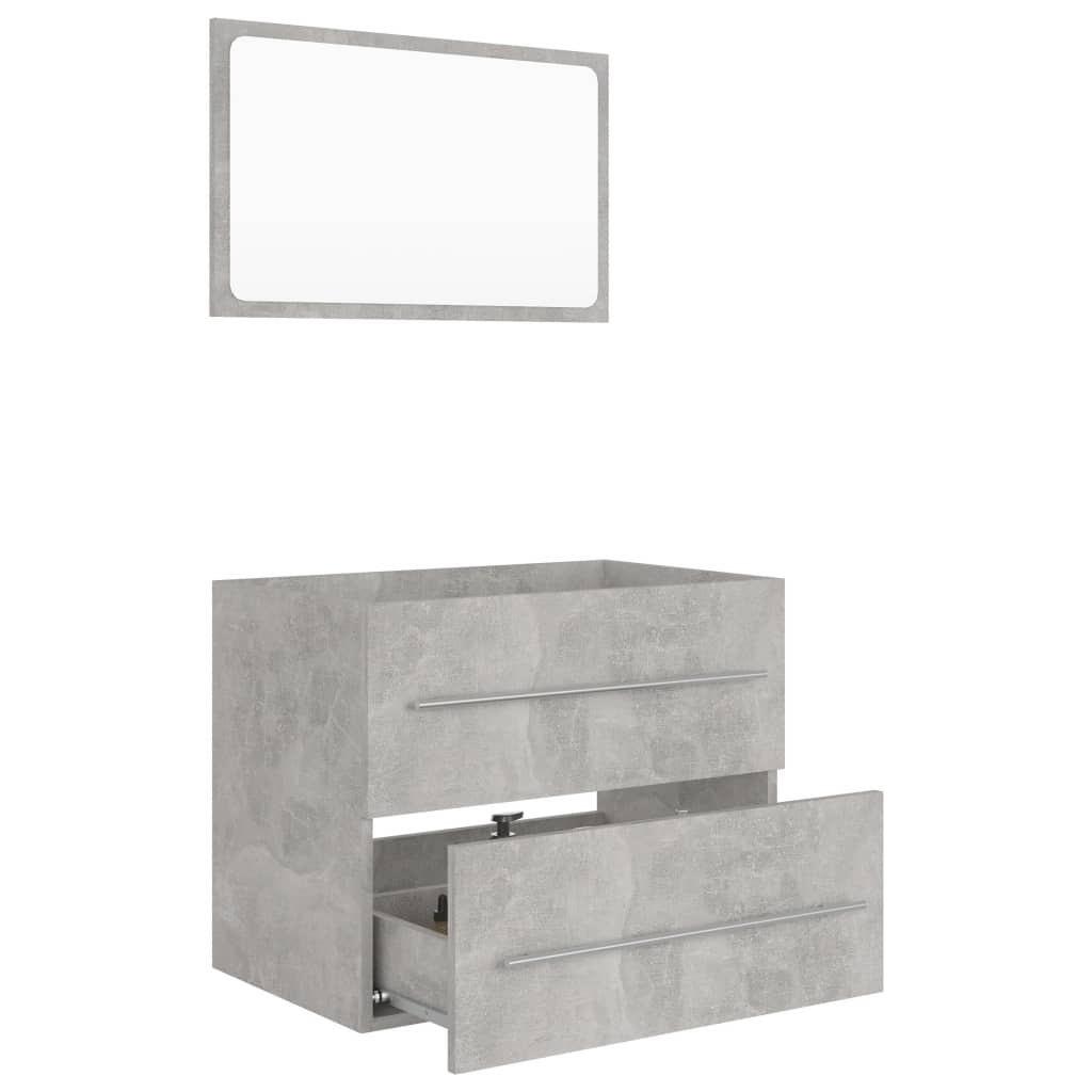 NNEVL 2 Piece Bathroom Furniture Set Concrete Grey Chipboard-4
