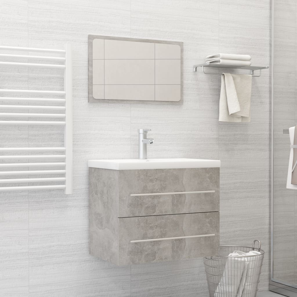 NNEVL 2 Piece Bathroom Furniture Set Concrete Grey Chipboard-0