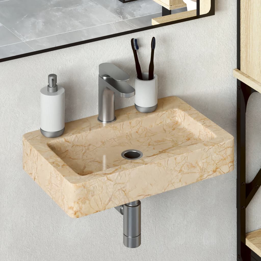 NNEVL Wall-mounted Sink Cream 38x24x6.5 cm Marble-0