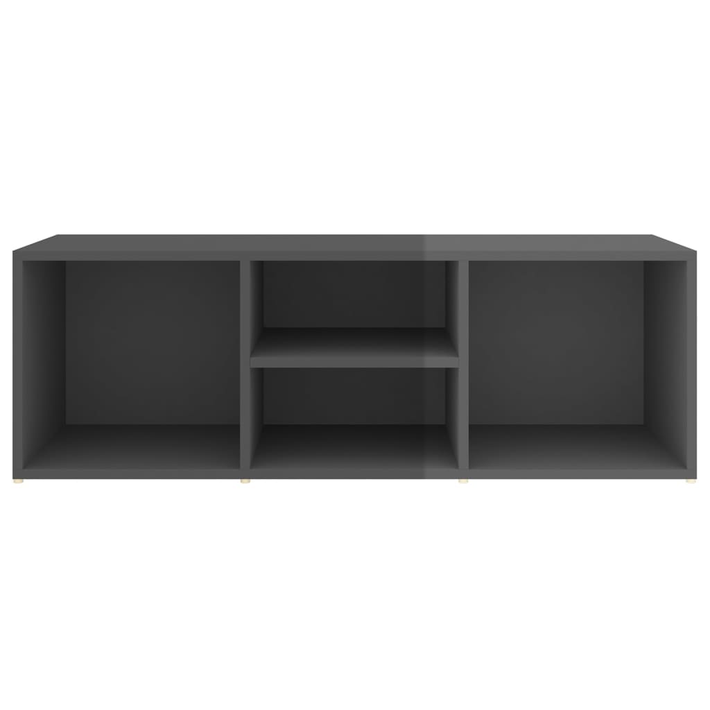 NNEVL Shoe Storage Bench High Gloss Grey 105x35x35 cm Chipboard-3