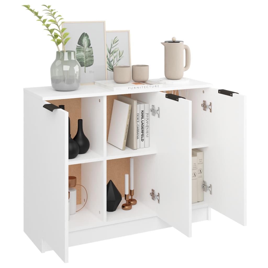 NNEVL Sideboard White 90.5x30x70 cm Engineered Wood-3
