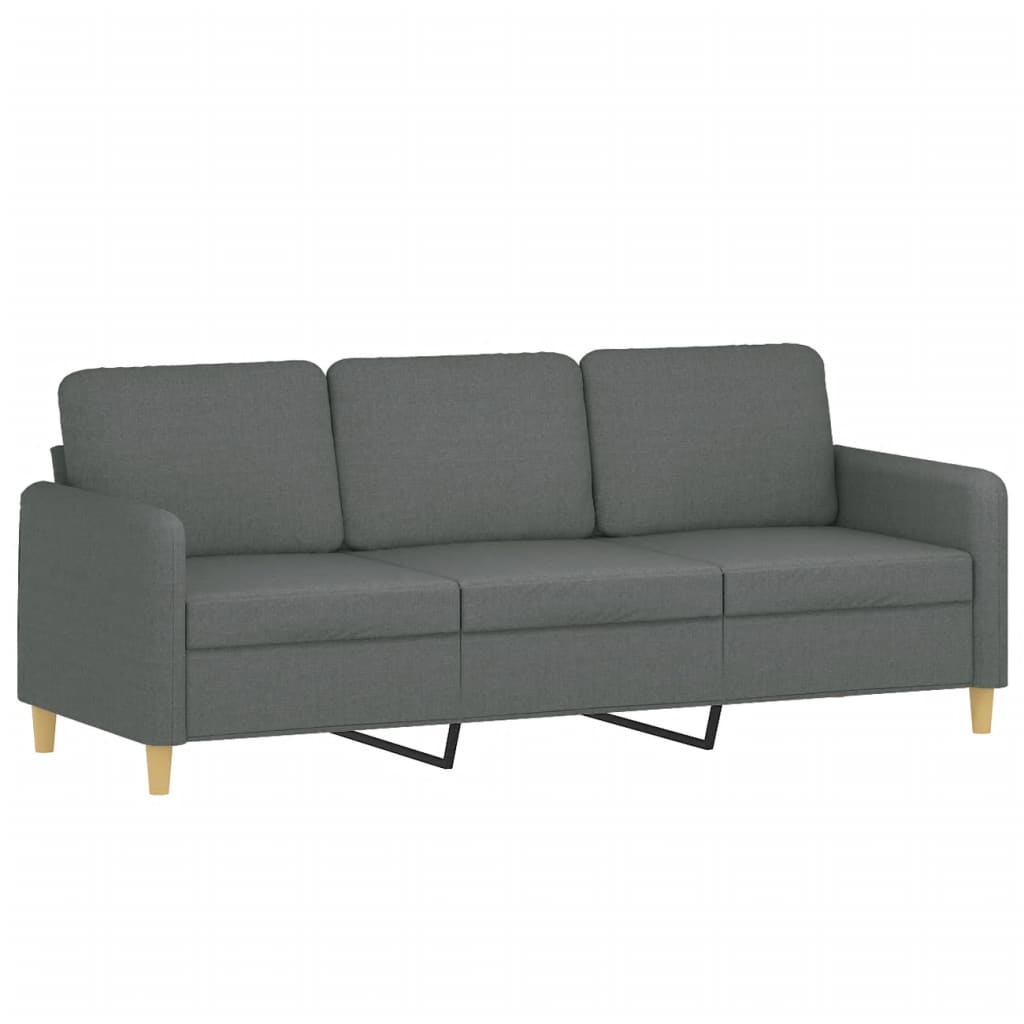 NNEVL 3-Seater Sofa with Footstool Dark Grey 180 cm Fabric-3