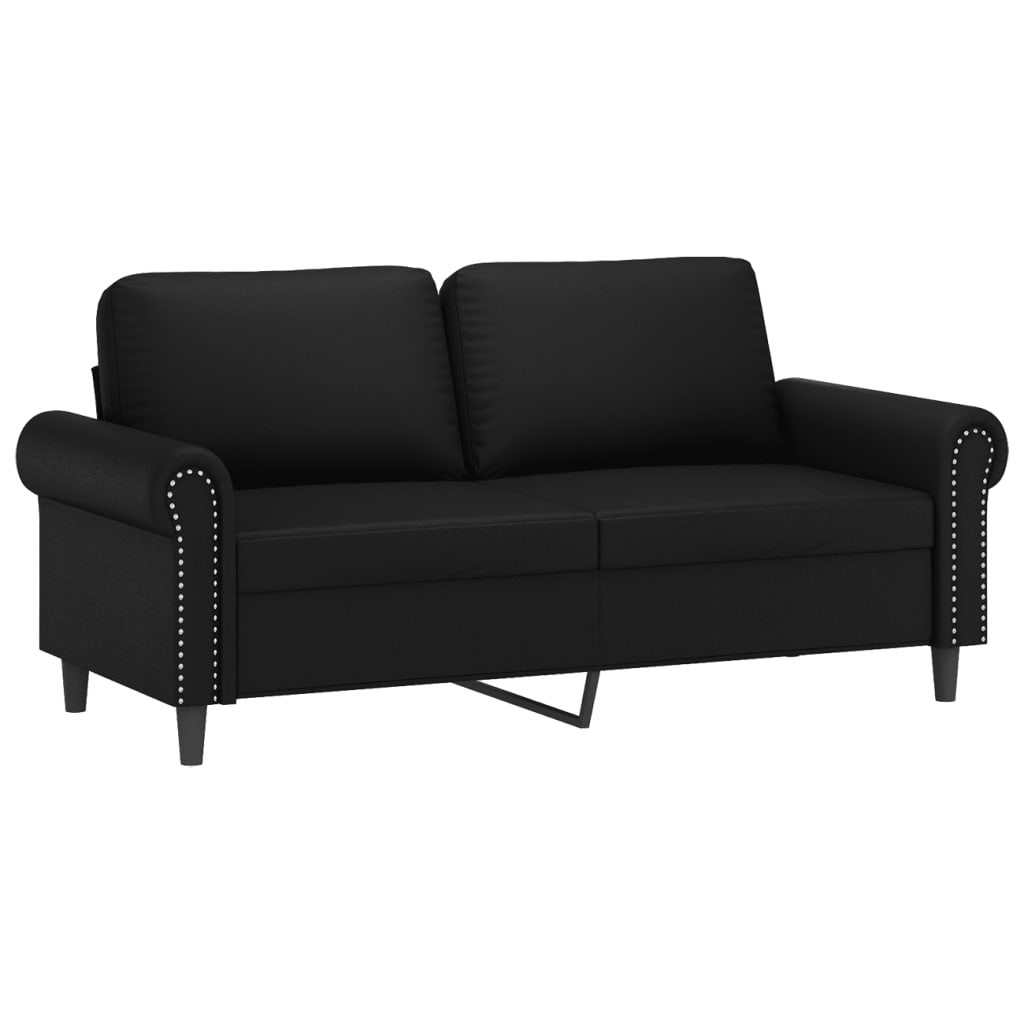 NNEVL 2 Piece Sofa Set with Cushions Black Faux Leather-3