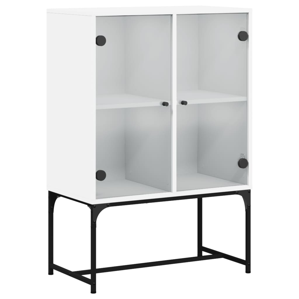 NNEVL Side Cabinet with Glass Doors White 69x37x100 cm-1