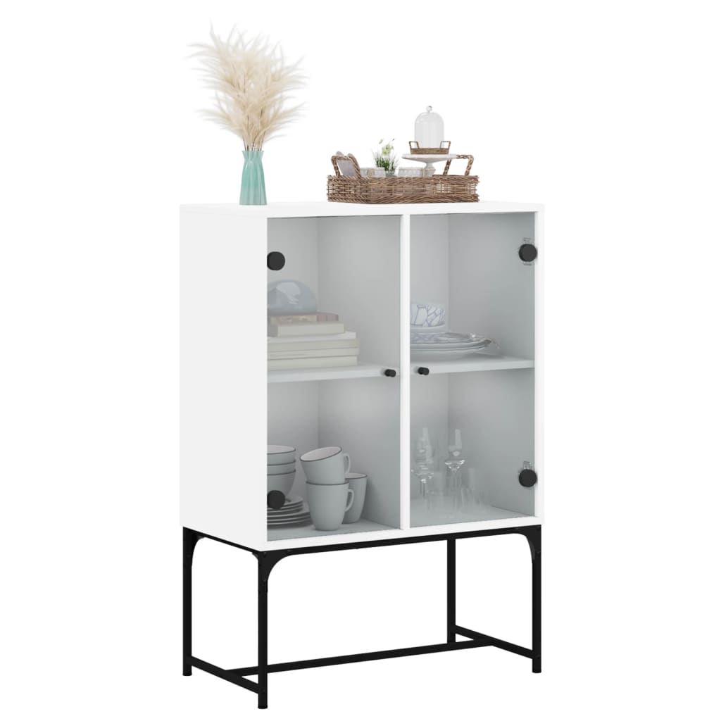 NNEVL Side Cabinet with Glass Doors White 69x37x100 cm-3