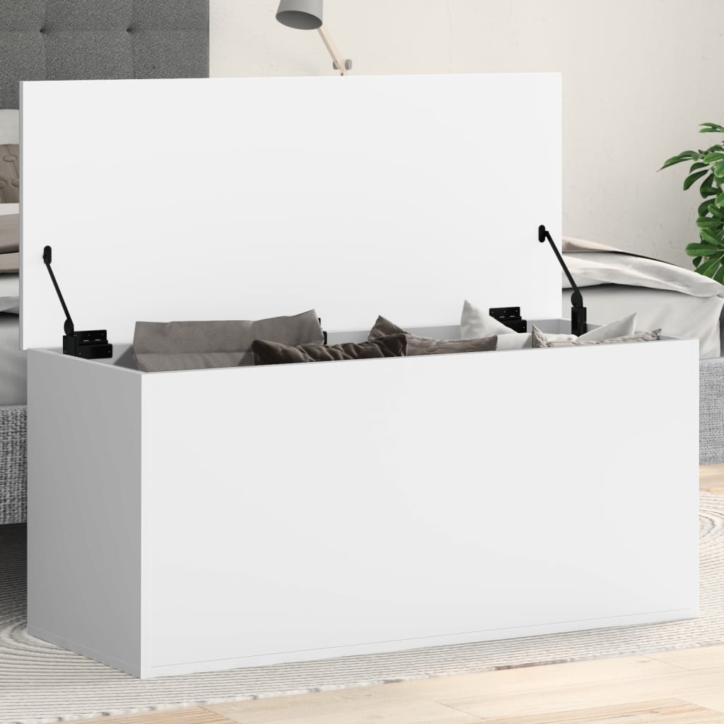 NNEVL Storage Box White 100x42x46 cm Engineered Wood-0