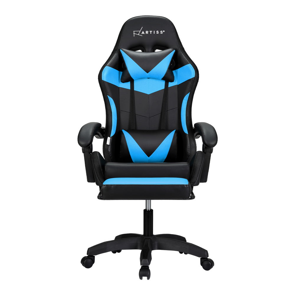 NNEDSZ 6 Point Massage Gaming Office Chair 7 LED Footrest Cyan Blue-2