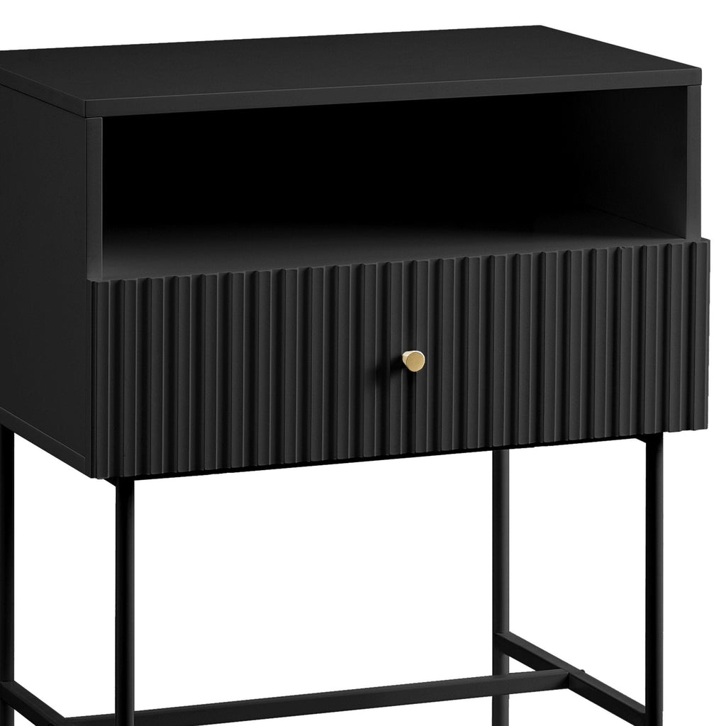 NNEDSZ Sarantino Cecil Slender Fluted Bedside Table in Black-4