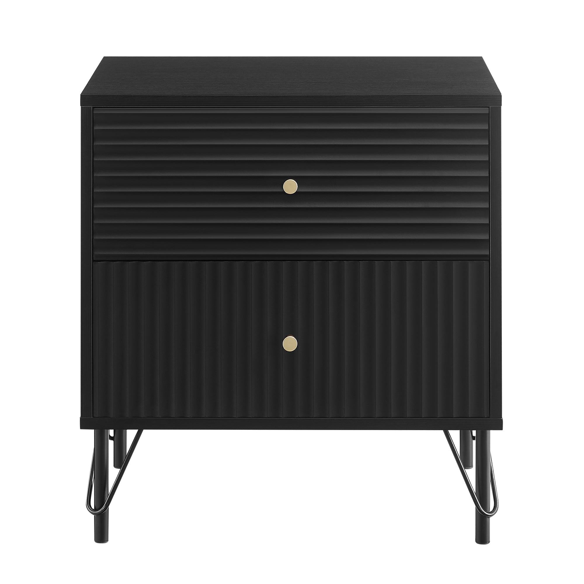 NNEDSZ Lisa Wavy Fluted Bedside Table in Black-1