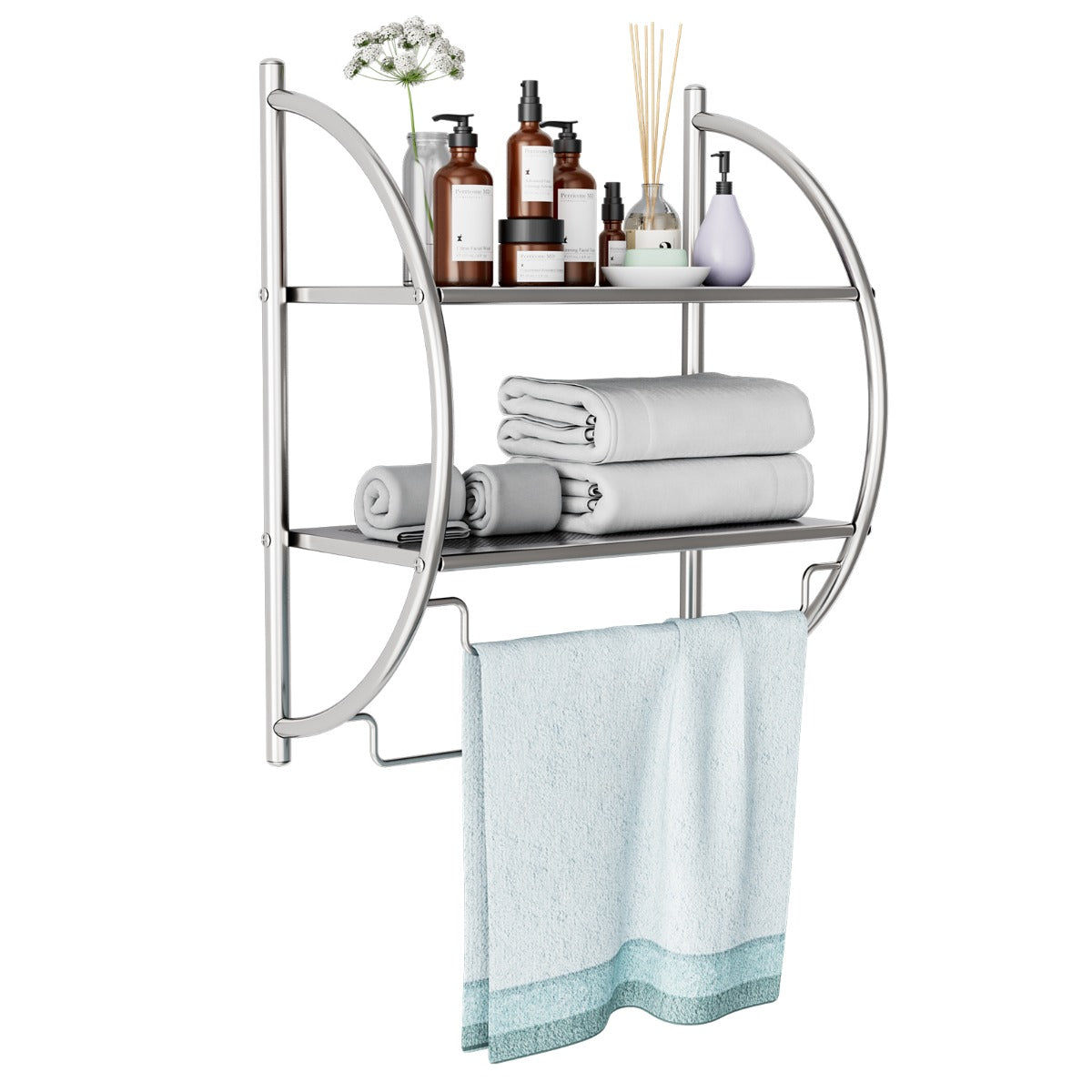 NNECW 2-Tier Wall Mount Towel Storage Rack for Bathroom-1
