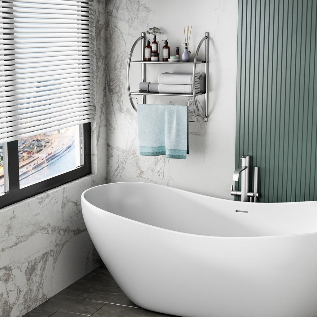 NNECW 2-Tier Wall Mount Towel Storage Rack for Bathroom-0