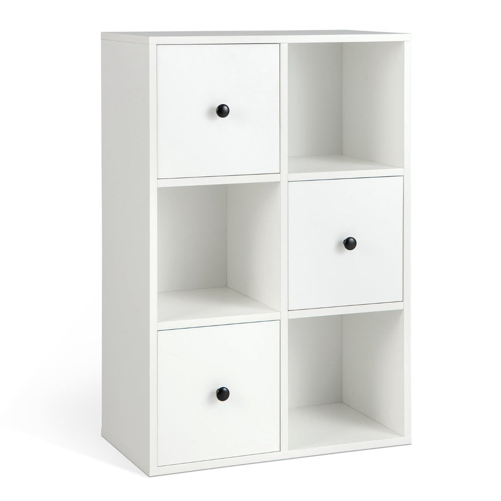 NNECW 3-Tier Bookshelf with 3 Cubes &amp 3 Drawers for Office-White-1